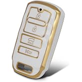 WORCAS TPU Smart Key Fob Case Protective Cover Compatible with Kia 2014-2019 Cadenza, 2015-2018 K900 K7 K9,4 Button Keyless Entry Remote Accessories(White)