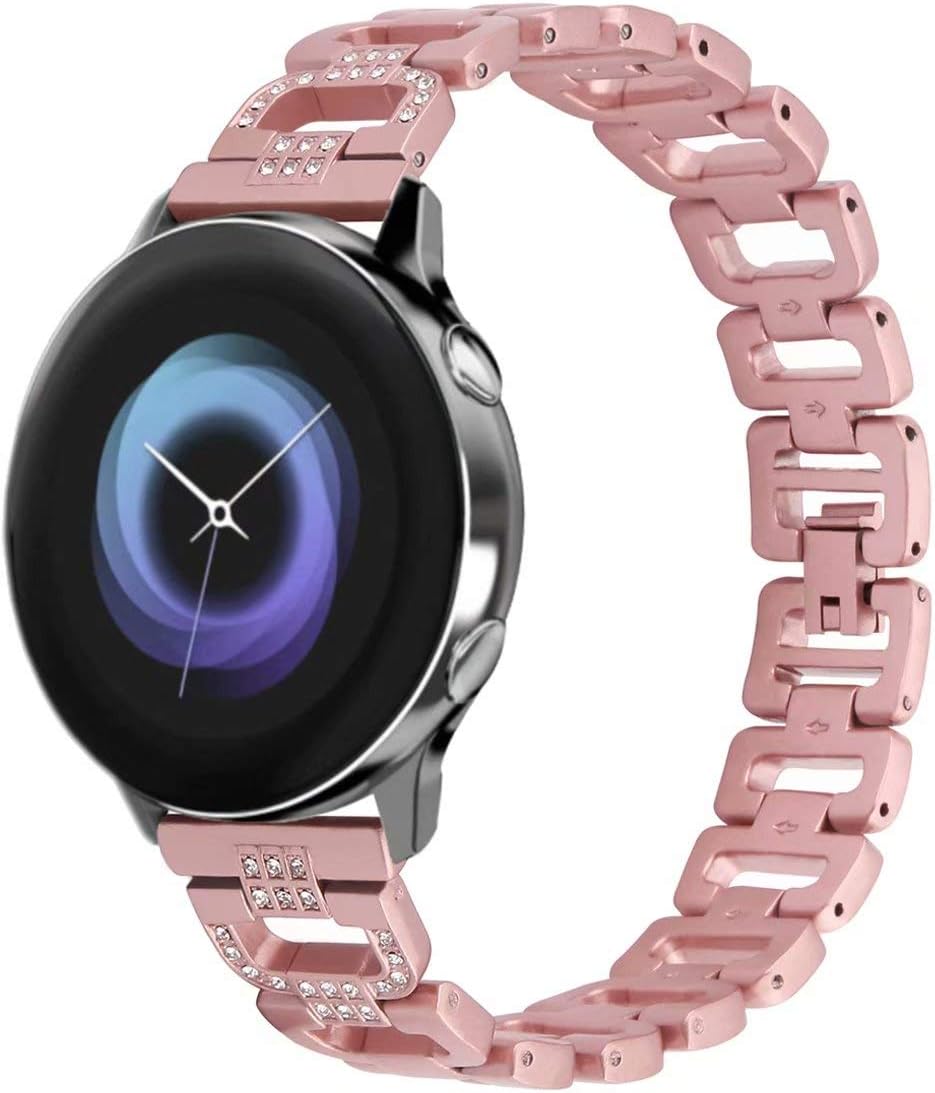 T-BLUER Compatible With Samsung Galaxy Watch Active 40mm/Galaxy Watch 42mm Strap for Women Bling Jewelry Bracelet Adjustable Stainless Steel Metal Bands Bangle Straps Rose Gold Silver Black