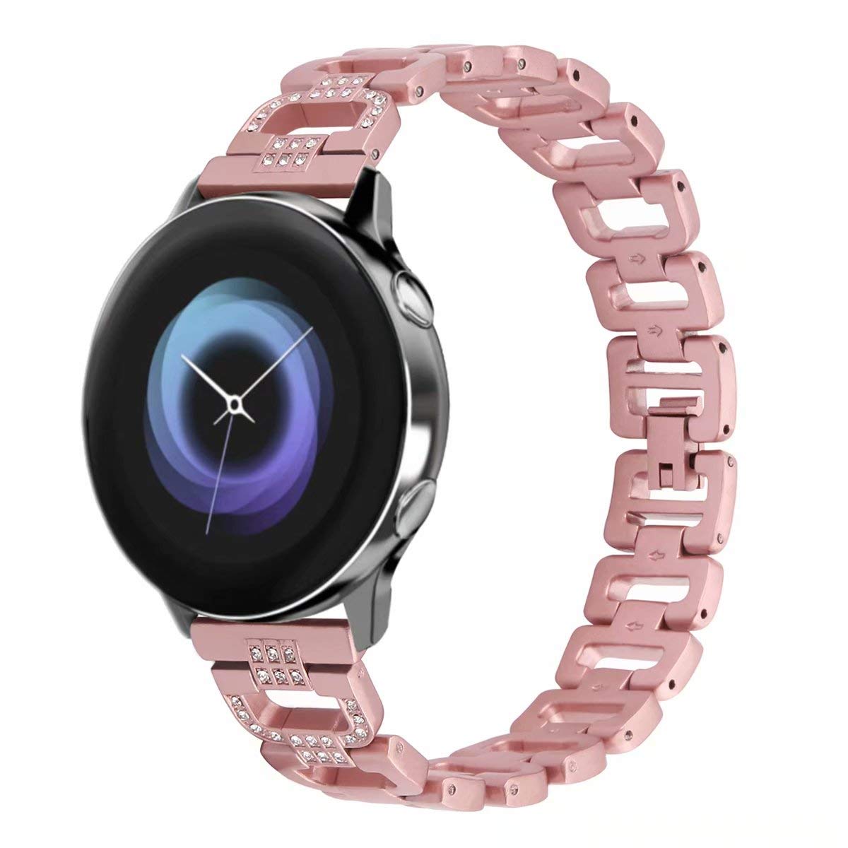 T-BLUER Compatible With Samsung Galaxy Watch Active 40mm/Galaxy Watch 42mm Strap for Women, Bling Jewelry Bracelet Adjustable Stainless Steel Metal Bands Bangle Straps Rose Gold Silver Black