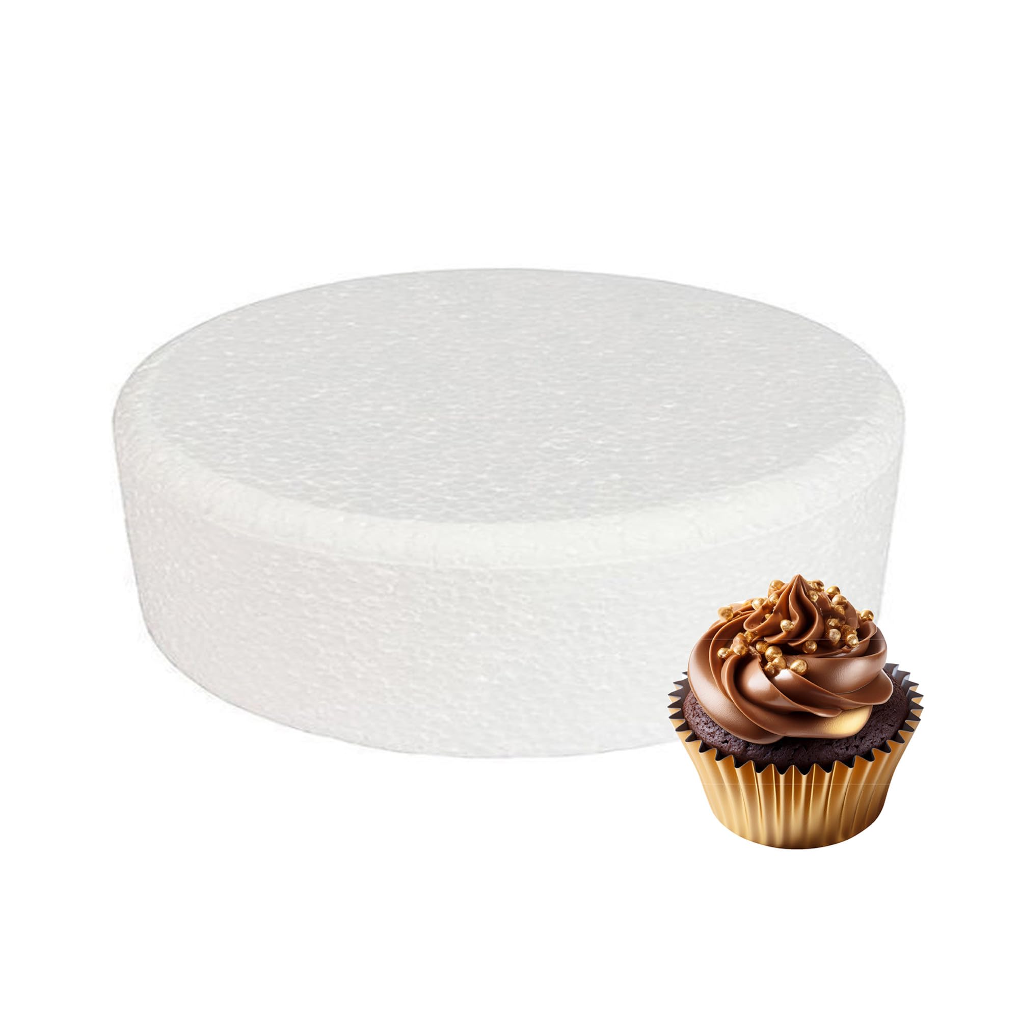 Culpitt 10" x 3" Round Cake Dummy, Bevelled Edge Cake Form, Practice Cake Decorating or Use for Creating Long-Lasting Displays, Smooth Polystyrene