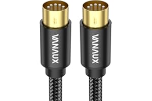 VANAUX MIDI Cable 10FT, Male to Male 5-Pin MIDI Cable Compatible with MIDI Keyboard, Keyboard Synth, Rack Synth, Sampler, External Sound Card, Sound Source and More-Black