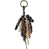 LRTJ Cool Keychain,Natural Bodhi Wood Beaded Bag Charms for Tote Bag,Purse Charms for Hangbag for Women