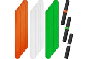 Charniol 12 Pieces Wrapping Paper Roll Holder Holiday Flip Wraps Silicone Covered Metal Strips Flip 1 x 9 Inch Stabilizer Slap Band for Poster Gift Paper Vinyl Storage Organize (Green,Orange,White)