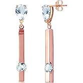 14k Rose Gold Chandelier Earrings with Natural Aquamarines