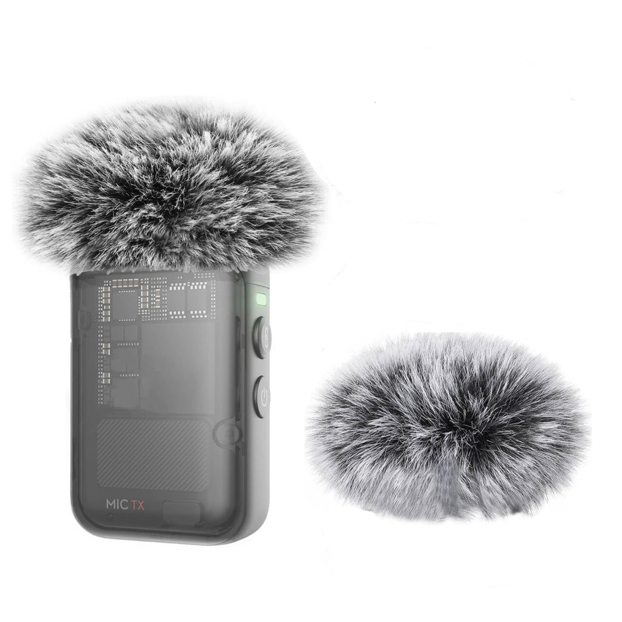 Windscreen for DJI Mic 2 Transmitter Cover/Osmo Pocket 3 Lavalier Microphone Accessories 2 Pack Furry Wind Muff Pop Filter Noise Reduction Foam - Grey