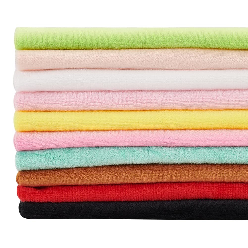 BENECREAT 10Pcs 50×50cm Square Solid Color Velvet Cloths Fabric 1mm Thick Patchwork Polyester Fleece Cloth Anti Pill Fabric for DIY Craft Sewing