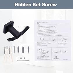 WOWOW Towel Hooks for Bathrooms Matte Black, SUS304