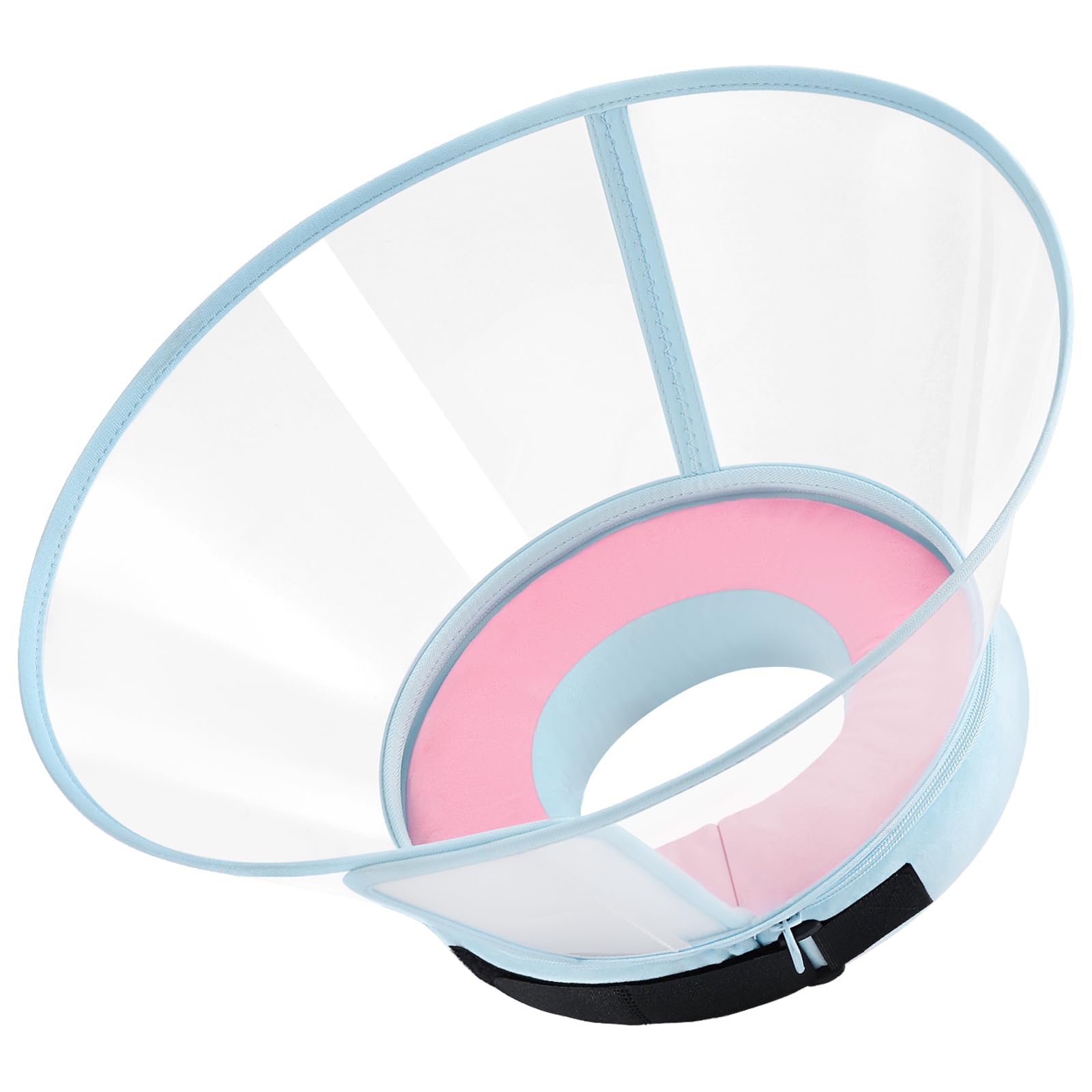 Photo 1 of ***BIGGER IN PERSON*** Sponge Core Dog Cone, Inflatable Dog Cone Collar Alternative, Dogs Donut Collar After Surgery, Soft Cone for Large Medium Small Dogs to Stop Licking, No Inflation Required, Clear View(Size 6, Pink)
