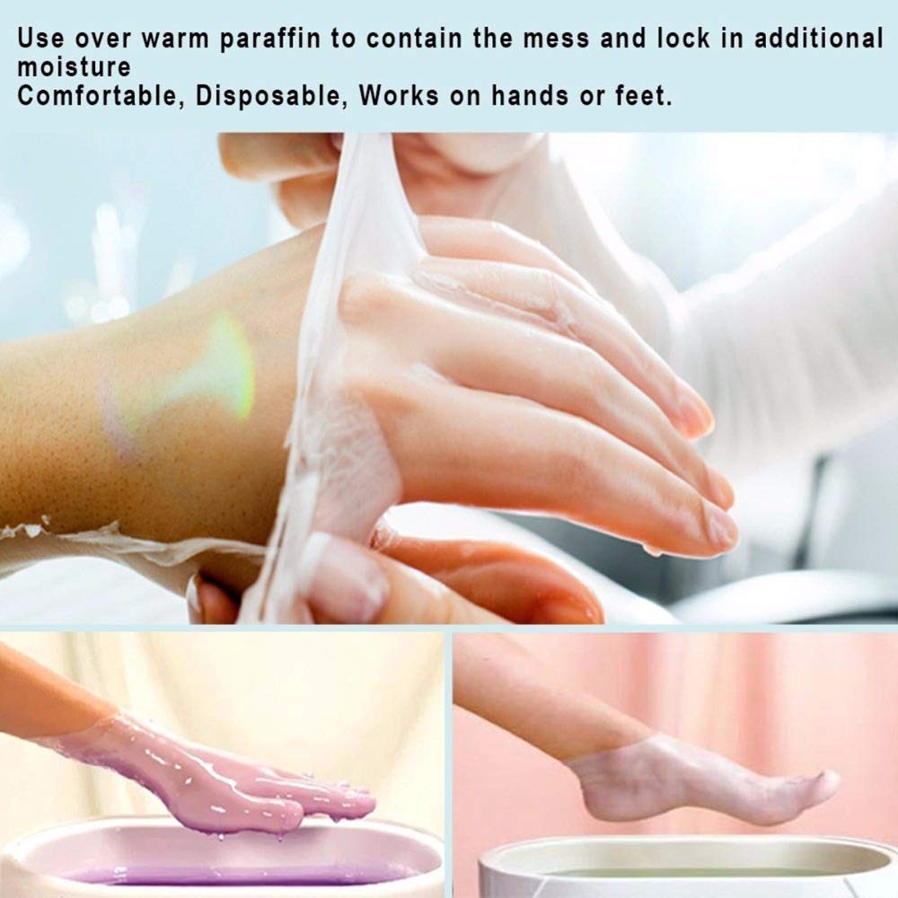 200PCS Clear Plastic Disposable Booties, Paraffin Bath Liners for Foot Pedicure Hot Spa Wax Treatment, Larger Thicker Thermal Therapy Feet Covers Bags Plastic Socks Liners