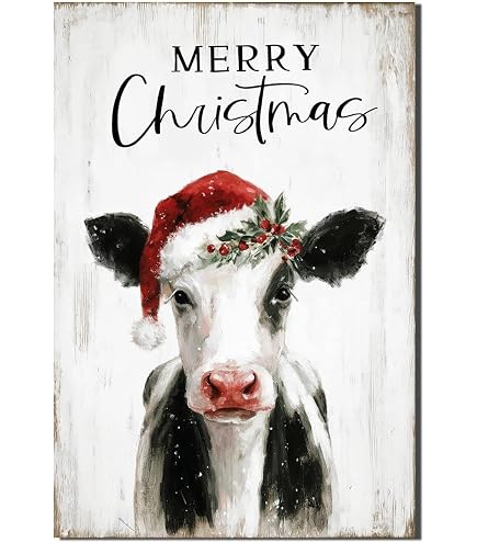 Simply Said, INC. Wood Christmas Ornament - Be Merry Cow - Cow Ornaments For Christmas Tree - Cow Christmas Ornaments - Rustic Christmas Ornament