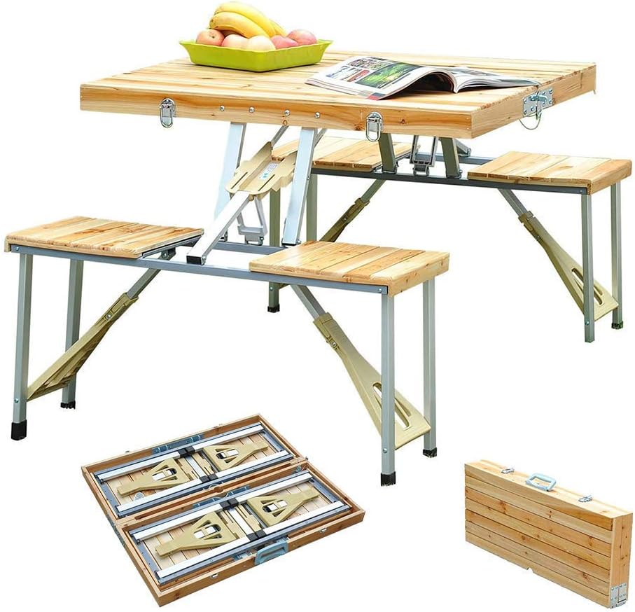 Ff Mesa Plegable Mesa de Picnic Plegable Portátil, Mesa de Camping con