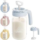 Papablic Breast Milk Pitcher, Glass Formula Mixer with Easy-Blend Handle Lid, Leakproof Breastmilk Fridge Storage Container,