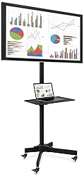 Mount-It! Adjustable Mobile TV Cart, Wheeled Flat