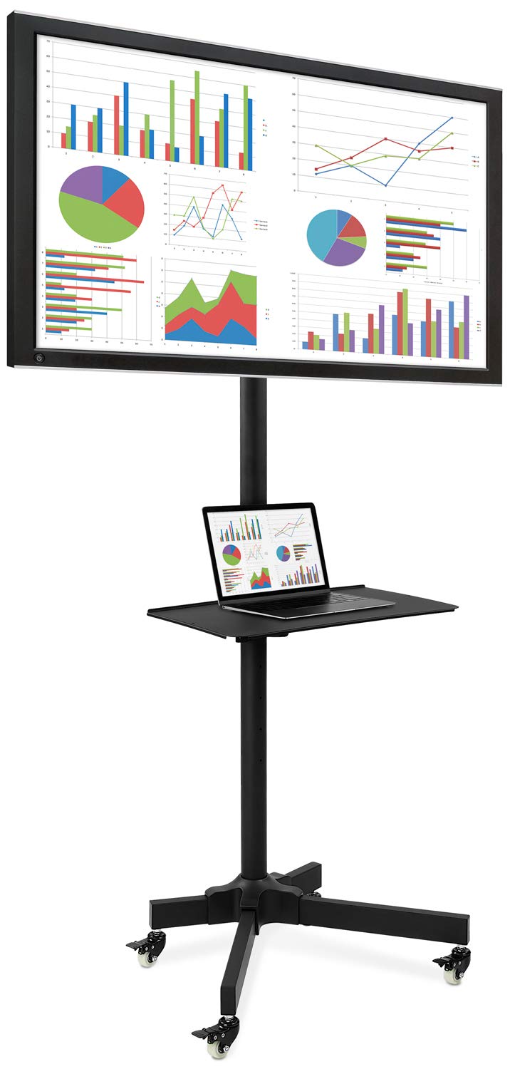 Mount-It! Adjustable Mobile TV Cart, Wheeled Flat