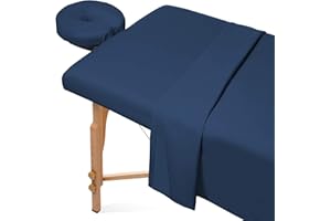 Saloniture 3-Piece Microfiber Massage Table Sheet Set - Premium Facial Bed Cover - Includes Flat and Fitted Sheets with Face 