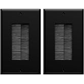 VCE Brush Wall Plate for Low Voltage Cables, Black, 2-Pack | Single Gang | Low Voltage Cables | Wall Mount TV | Decorator Cover | Black