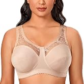 Women's Plus Size Unpadded Bra Full Coverage Wirefree Minimizer Lace Bras