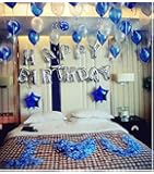 ハッピーバースディ飾り物 誕生日パーティインテリア バルーン装飾セット (ブルー＋ホワイト)