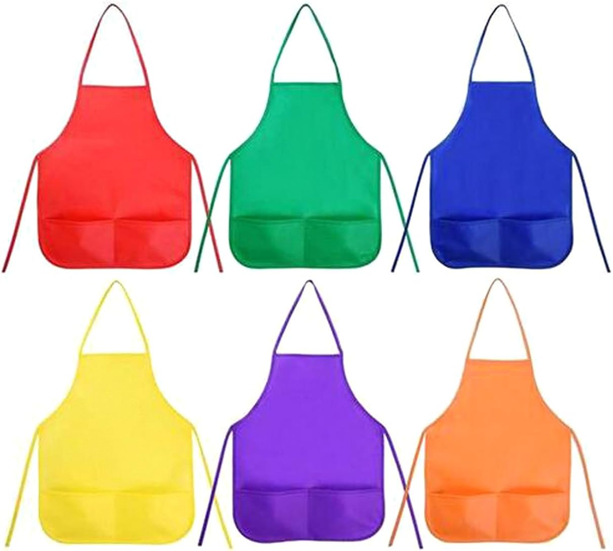 Pack of 6 Children Painting Aprons Art Smocks with 2 Roomy