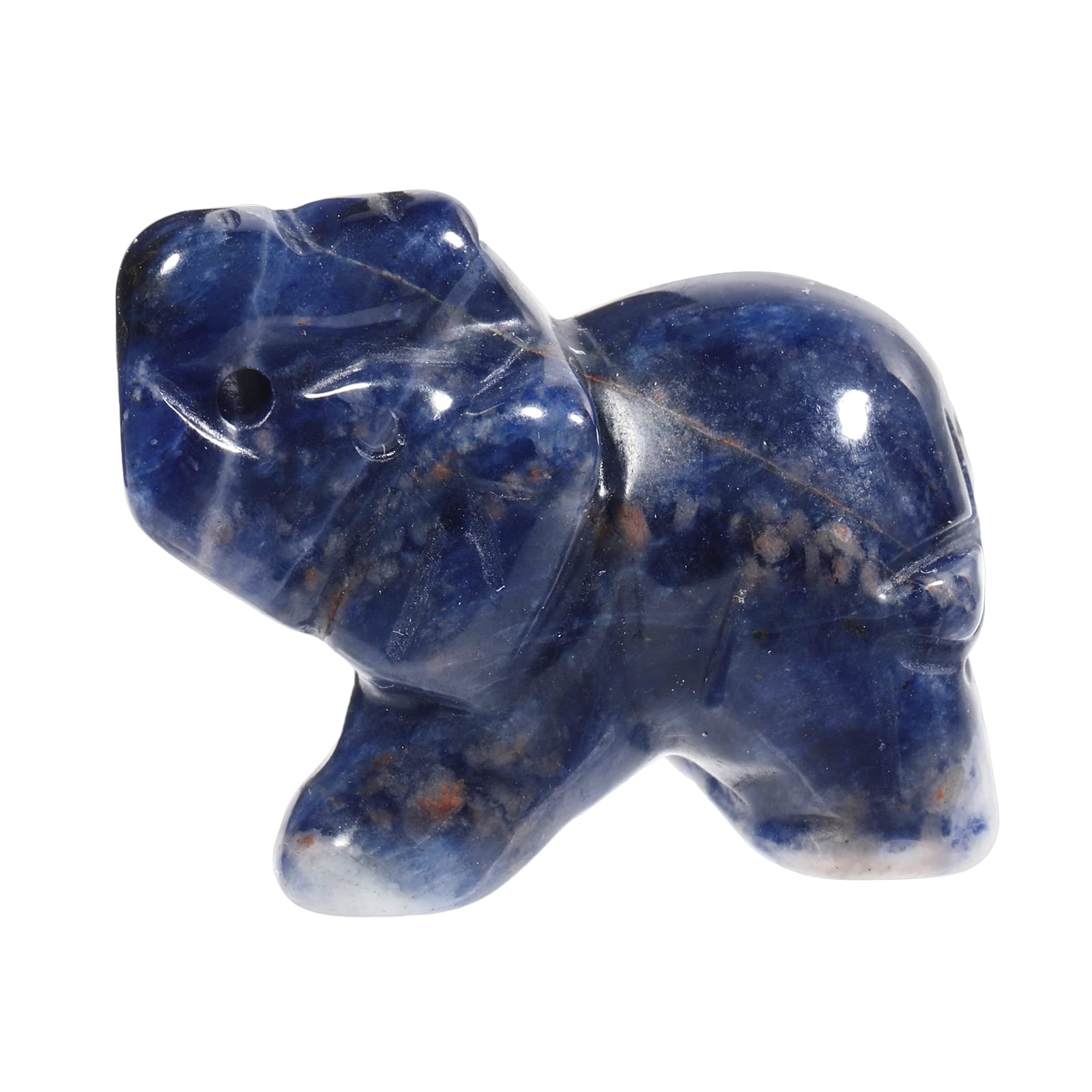 Lovionus89 Small Handcarved Elephant Crystal Statue, Home Office Guardian Animal Sculpture Decor 1.5 Inches,Sodalite