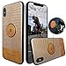 REMAX iPhone X Case,iPhone 10 Case Slim Premium PU Leather TPU Bumper PC Hard Protective Covers Back Center with Metal Ring Support Car Magnet Mount Holder Phone Case for Apple iPhone X 5.8
