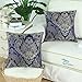 CaliTime Throw Pillow Covers Pack of 2 Supersoft Vintage Damask Floral Cushion Cases Shells for Couch Sofa Home Decor 18 X 18 Inches Navy Blue