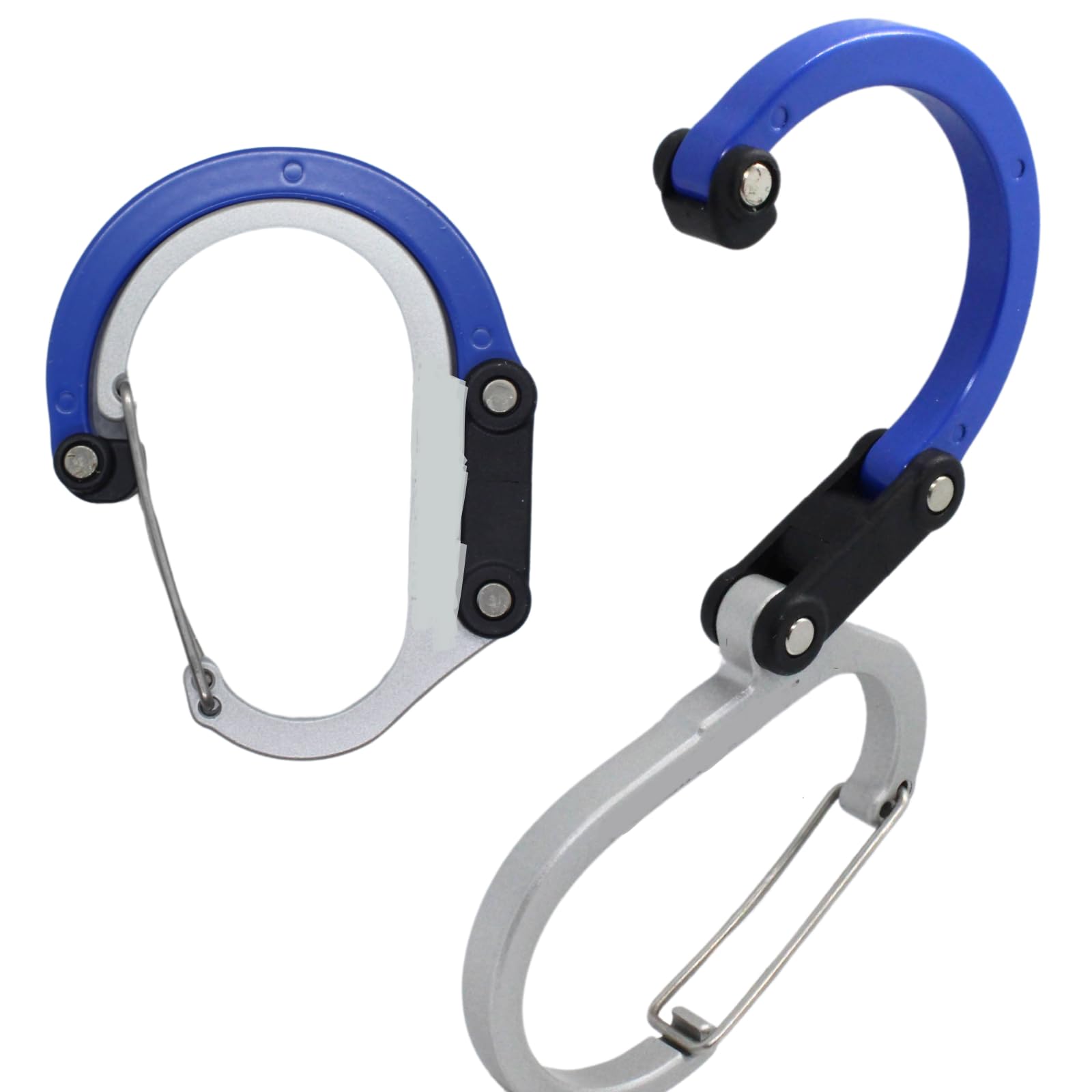 Mサイズ 多機能カラビナ型フック 荷重 22kg 1個入 アウトドア 荷物掛け カバン 吊り下げ (ブルー) の商品画像