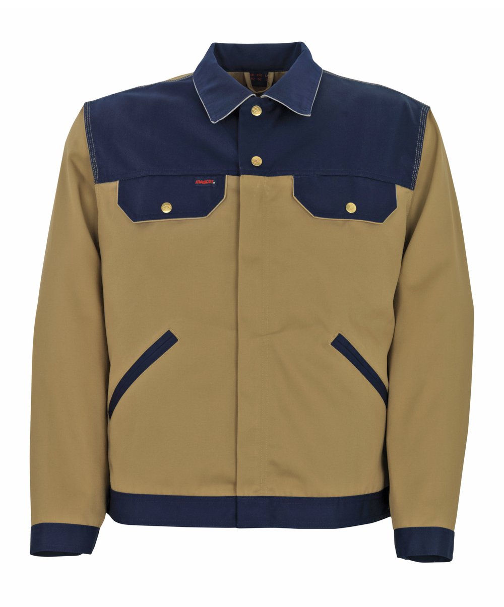 Mascot 00709-430-5188-C68 Size C68 "Victoria" Work Jacket - Kaki/Marine Blue/Light Grey