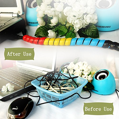 ZZ Lighting 6.5Ft 30mm Cable Management PP Hose Protector Sleeve Spiral Wire Wrap Tube Cable Organizer, Yellow