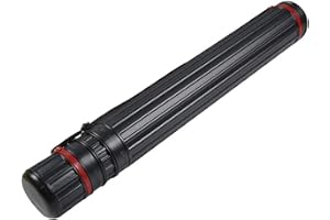 DEWEL Drawing Tube Blueprint Case Telescoping Art Tube Expands from 30”to 52”, Large Plastic Black Fishing Rods Storage Tube 