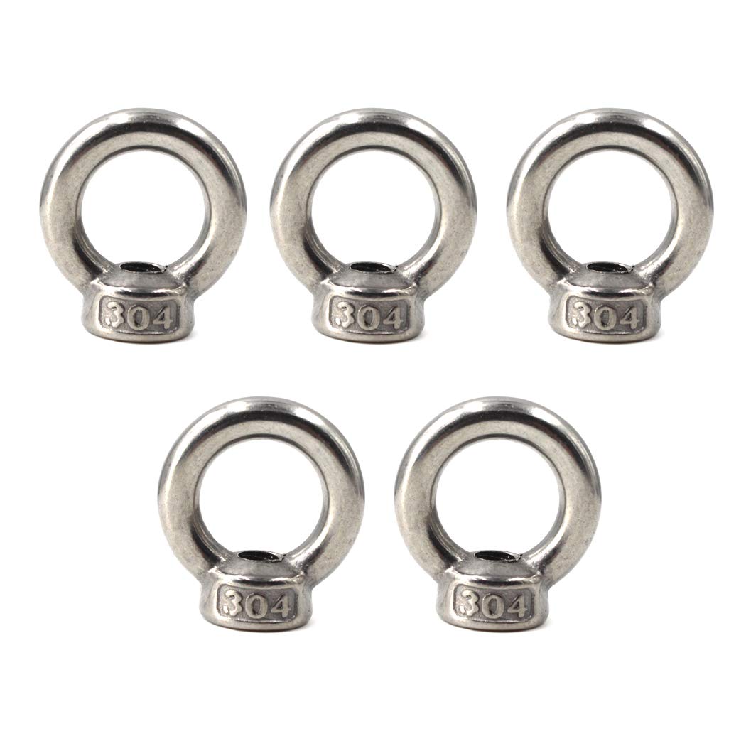 M8 Lifting Eye Nut 304 Stainless Steel Ring Eye Bolts Threaded Nuts Pack of 5