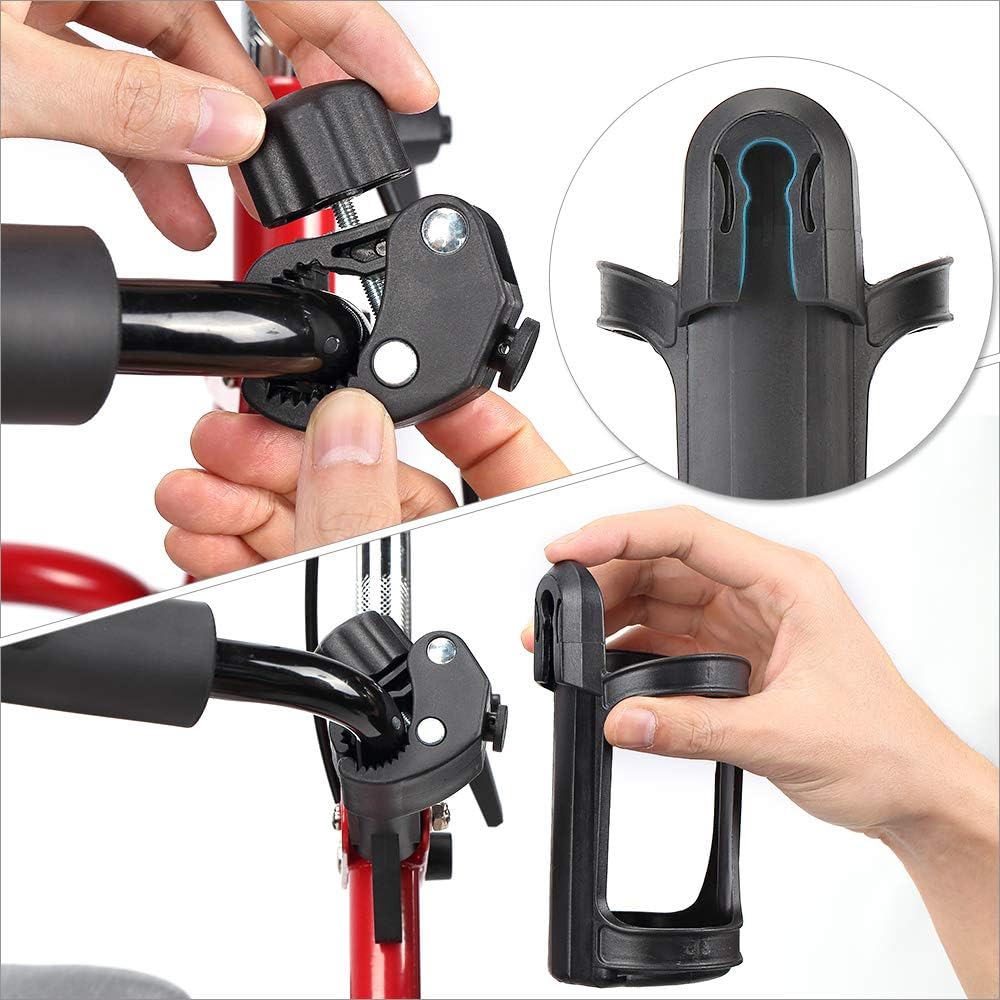 (2 Pack) Wheelchair Drink Cup Holder, Rollator Walker Water Bottle Holder with Anti-Slip Pad 360° Adjustable Universal for Stroller, Electric Wheelchair: Health & Personal Care
