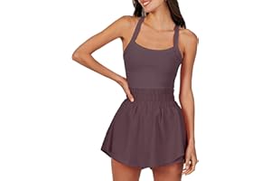 ANRABESS Women's Tennis Dress Shorts Summer One Piece Outfits Athletic Romper Sleeveless Workout Mini Skort Dress