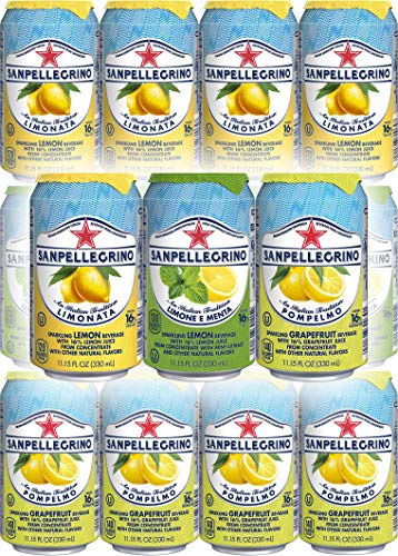 San Pellegrino Lemon/Limonata, Grapefruit/Pompelmo, Lemon With Mint/Limone E Menta Flavored Beverage - Variety Pack!, 11.5 Oz Cans (Pack of 12, Total of 133.8 Oz)
