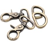 Trigger Snaps with D Rings, 6 Sets Hook Clasps Oval Swivel Trigger Clips Hooks Clips Snap for Straps Bags Belting Leathercraft (Brushed Brass,3/4")