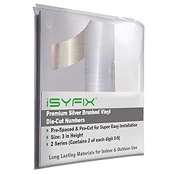 iSYFIX Silver Brushed Vinyl Numbers Stickers – 3