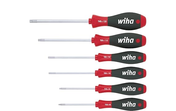 Wiha TORX-Schraubendreher-Satz mit Rundklingen / Ergonomischer SoftFinish Griff / 6 teilig ergonomischer Griff für kraftvolle