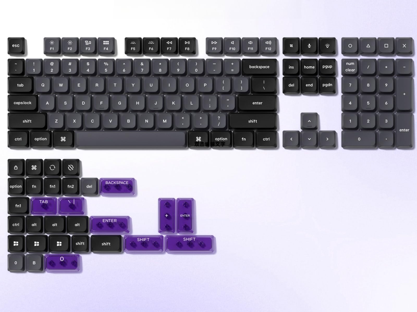 Photo 1 of dagaladoo Low Profile keycaps Set,Double Shot PBT keycaps 60 75 100 Percent,Grey/Black/Purple Custom Keyboard Key caps for Most MX Switches Mechanical Keyboard