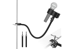 ZealSound Microphone Stand,Gooseneck Arm with Heavy Duty Crab Clamp for Round Pipes & Desktops,Flexible Boom Mount with Mic C