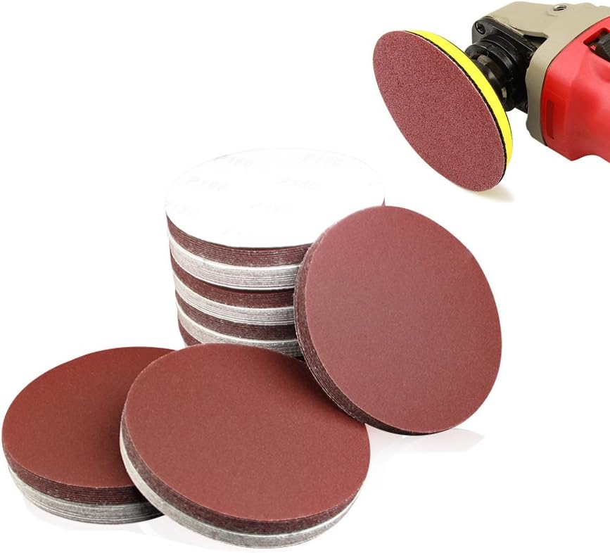 50 Pcs 5 Inch Sanding Discs, NOHole Circular Hook and Loop Sandpaper