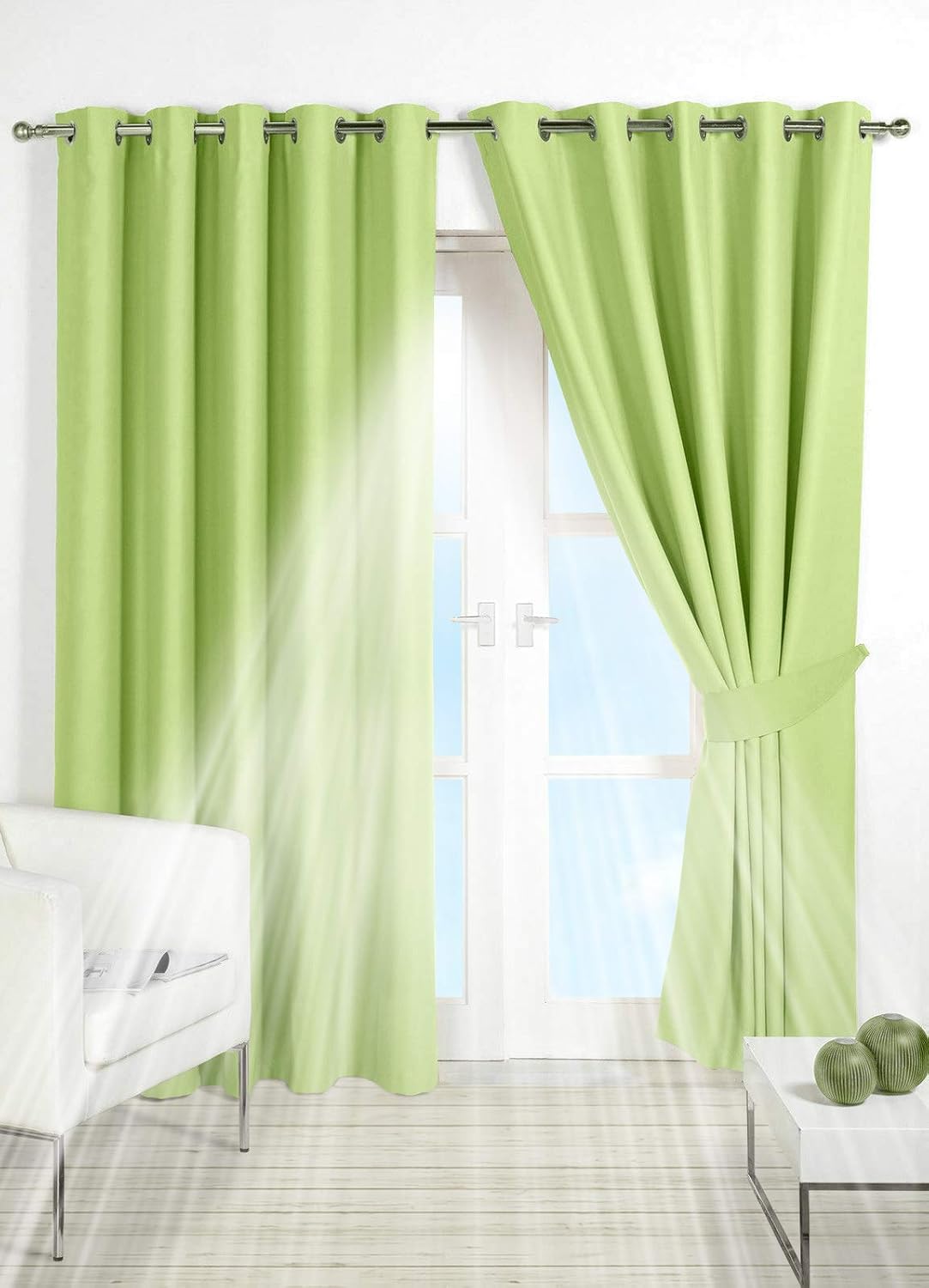 Pair of Sage Green 46" Width x 54" Drop , Supersoft Thermal Blackout