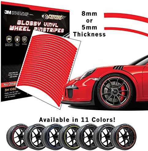 Perfect Pinstripe Gloss Wheel Kit | Pre-Cut 3M 1080 Vinyl Pinstriping | Curved Tape for A (18" Wheel, 5mm Stripe, Gloss Hot Rod Red G13)