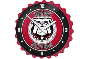 The Fan-Brand NCAA Georgia Bulldogs: UGA: Red - Bottle Cap Wall Clock - Sports Team Bar Sign Décor - Home, Dorm, Garage, Office, Fan Cave