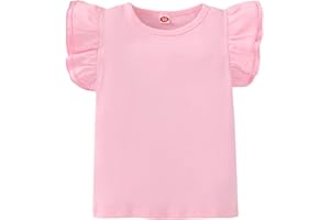DOAHAPYKER Kids Blouse Plain Ruffle Sleeve Top Toddler Girls Solid Color T-Shirt Baby Girl Cotton Casual Clothes