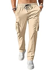 PLEPAN Men's Casual Cargo Pants Drawstring Hiking