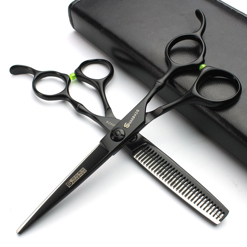 5.5 inch Black Hairdressing Scissors Set Salon Hairdresser Tool 440c high Hardness Stainless Steel Hair Cut Hair thinning Hairdresser Special (5.5 inches Scissors Set)