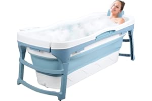 QAJEXLUZ Portable Bathtub for Adult - Large 56'in Foldable Collapsible tub - Ergonomically Designed for the Ultimate Relaxing Soaking Bath. Ideal for Small Spaces - Quick,Folding Bathtub