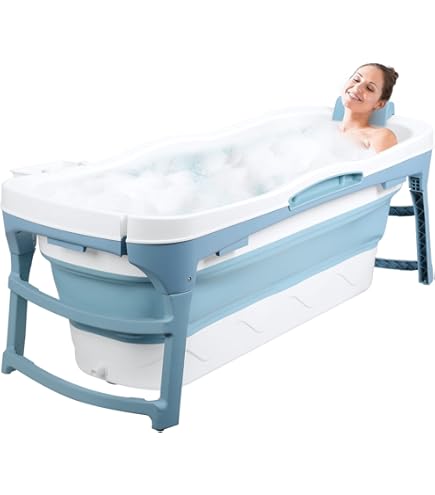 Portable Bathtub, 47“ Foldable Bathtub-Installation Free, 7 Layers