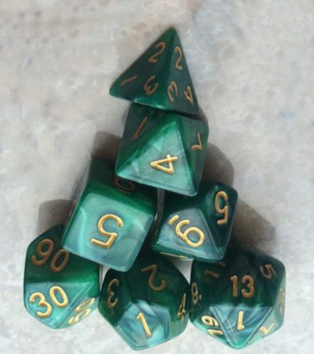BOBOZHONG Polyhedral Dice,7PCS Layered Polyhedral D&D Dice,for Dungeons and Dragons RPG MTG Table Games(Green)
