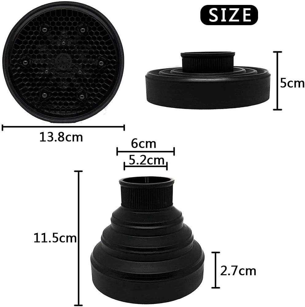 5 Colors Blower Diffuser, Universal Foldable Hairdryer Cover, Styling Tool, Professional Salon Attachment for Blow Dryers (Black) - Image 3
